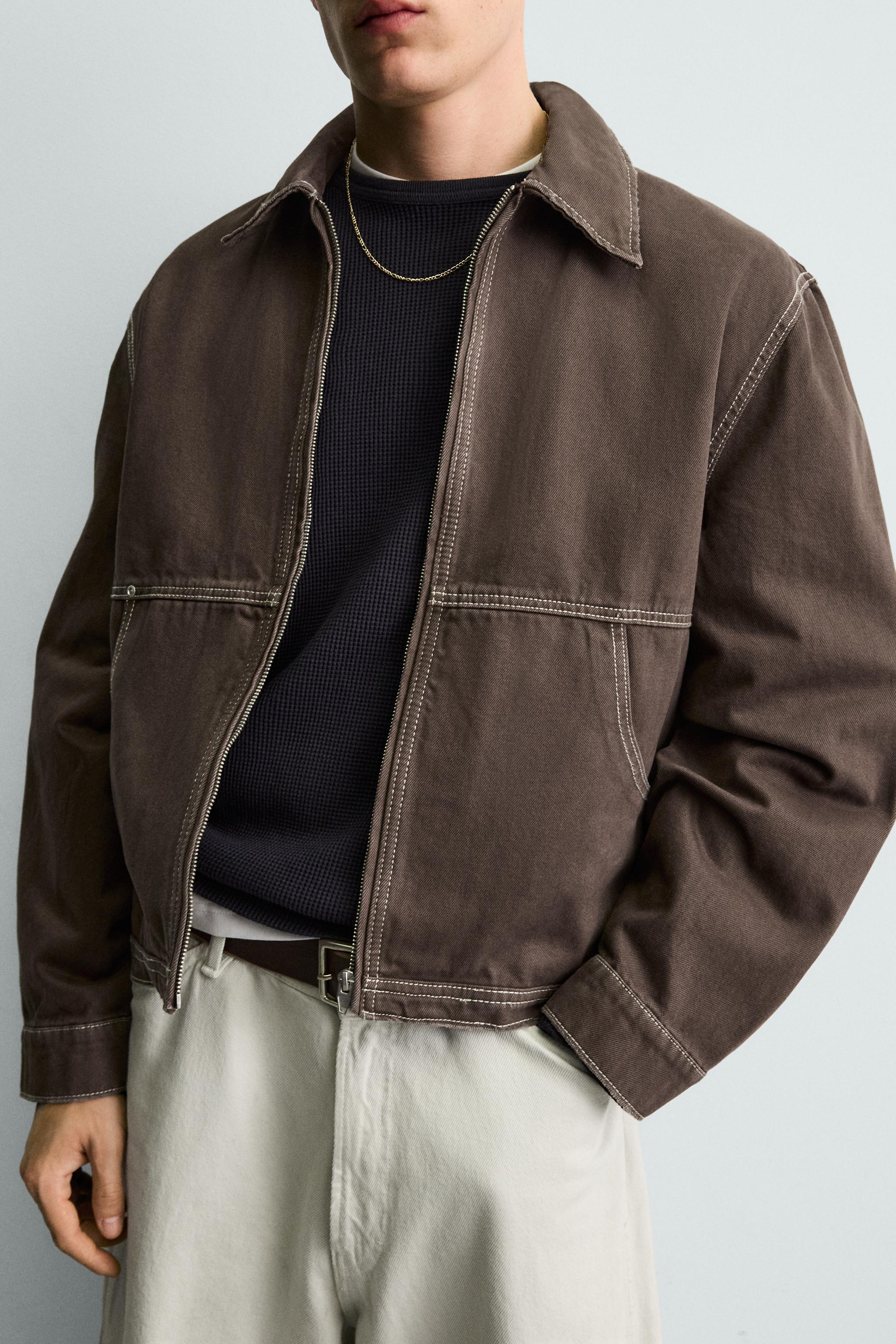 CONTRAST TOPSTITCHING BOXY FIT JACKET